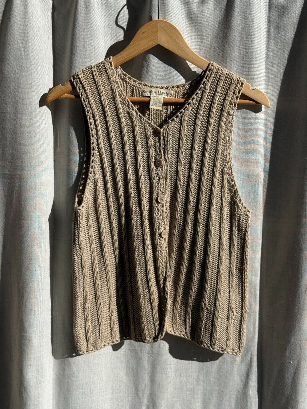 Cream Textured Knit Vest – Smith & Hawken (Size M)